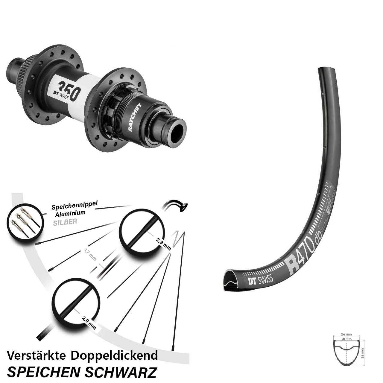 DT Swiss R470-350 28 Zoll Disc Hinterrad 12x142 SRAM XDR