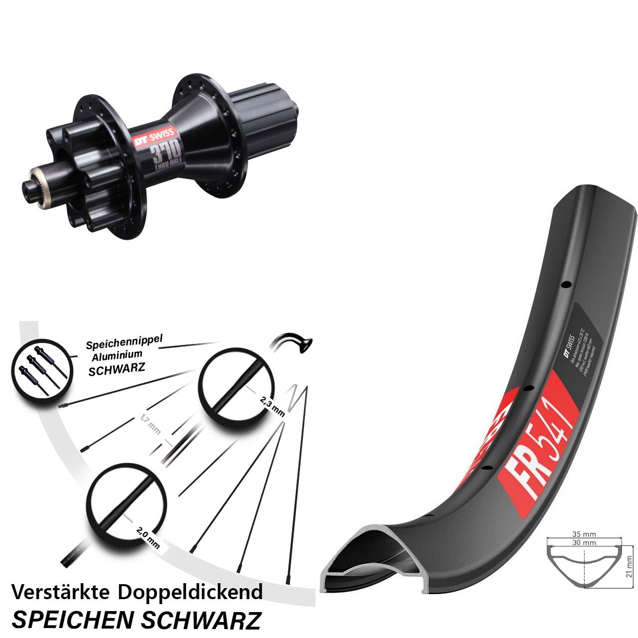 Hinterrad 6-Loch für Schnellspanner 27,5 Zoll DT Swiss FR 541 DT Swiss 370 8-11 fach HG