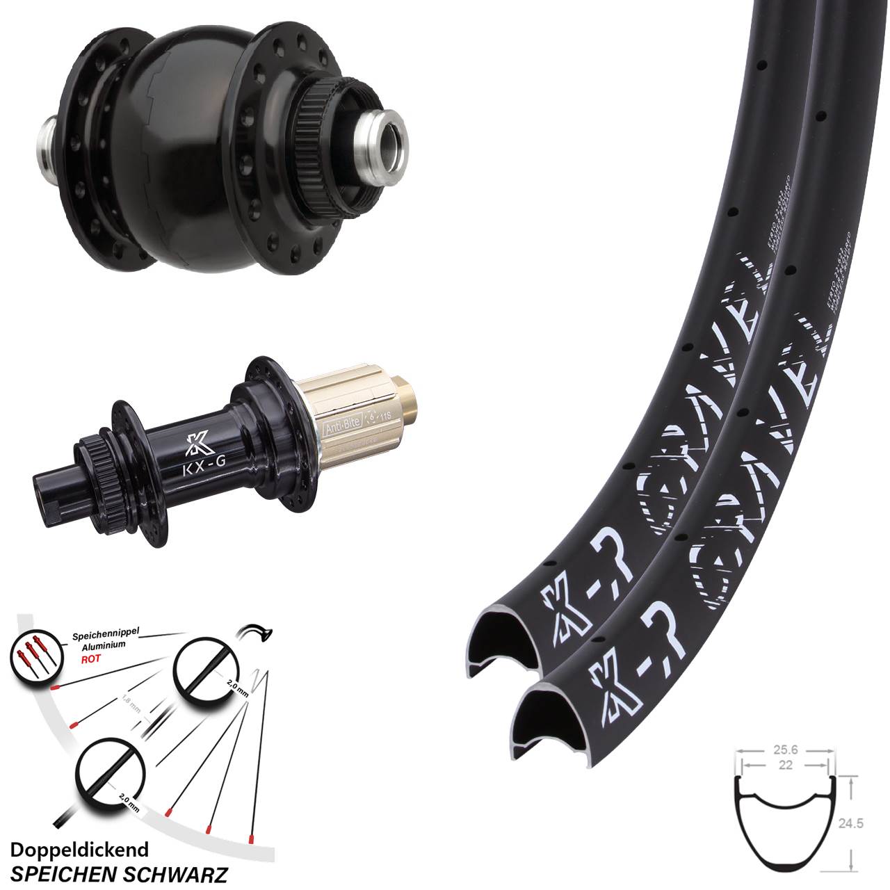 28 Zoll KX-R Gravel Laufradsatz Dynamo SON delux Steckachse Centerlock