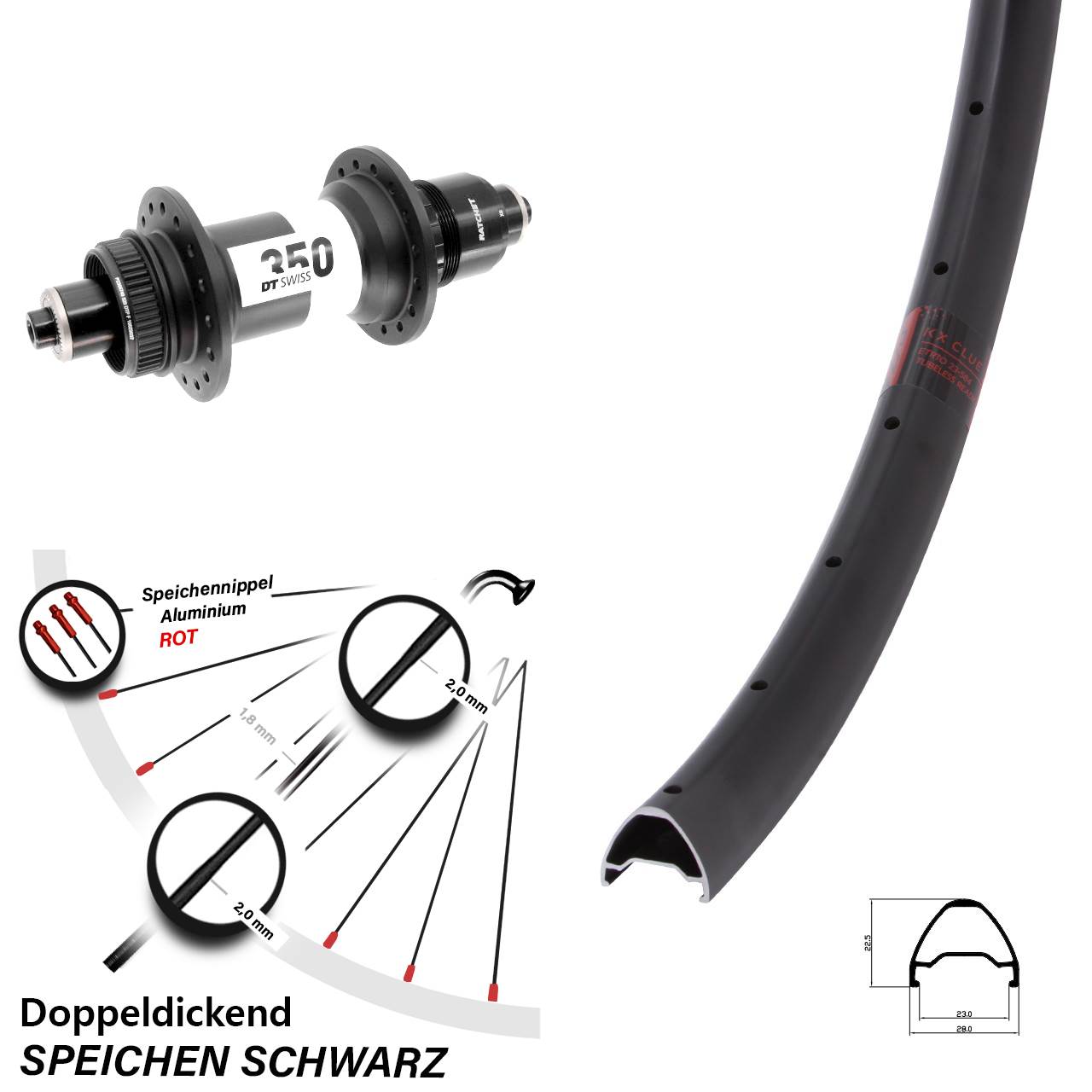 650B KX Clue DT Swiss 350 Boost Hinterrad Centerlock QR Boost SRAM XD