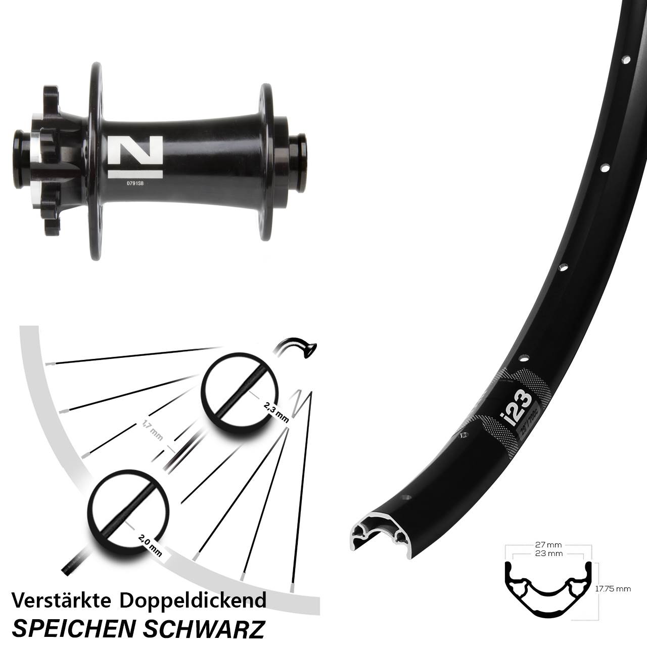 WTB i23 ST Novatec D791 29 Zoll Vorderrad 6-Loch 12x100