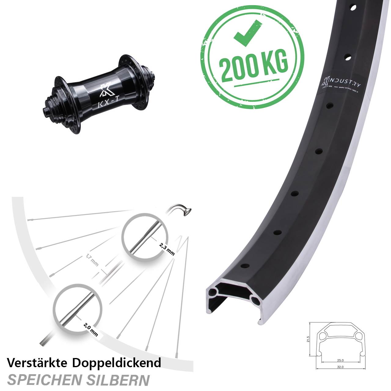 Vorderrad 26 Zoll KX-T Industry QR