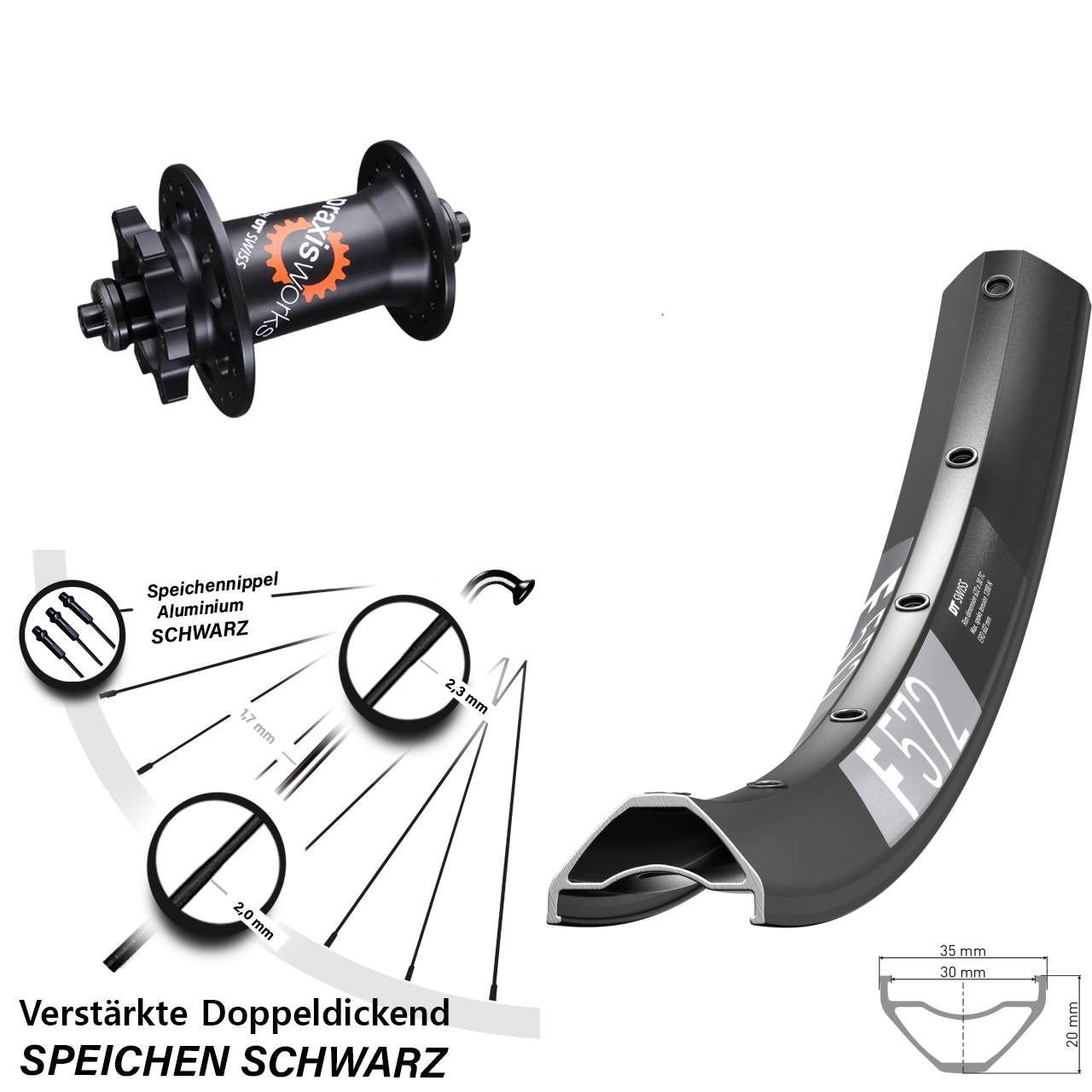 Disc Laufrad 650B DT Swiss F572 DT Swiss 350 für Schnellspanner