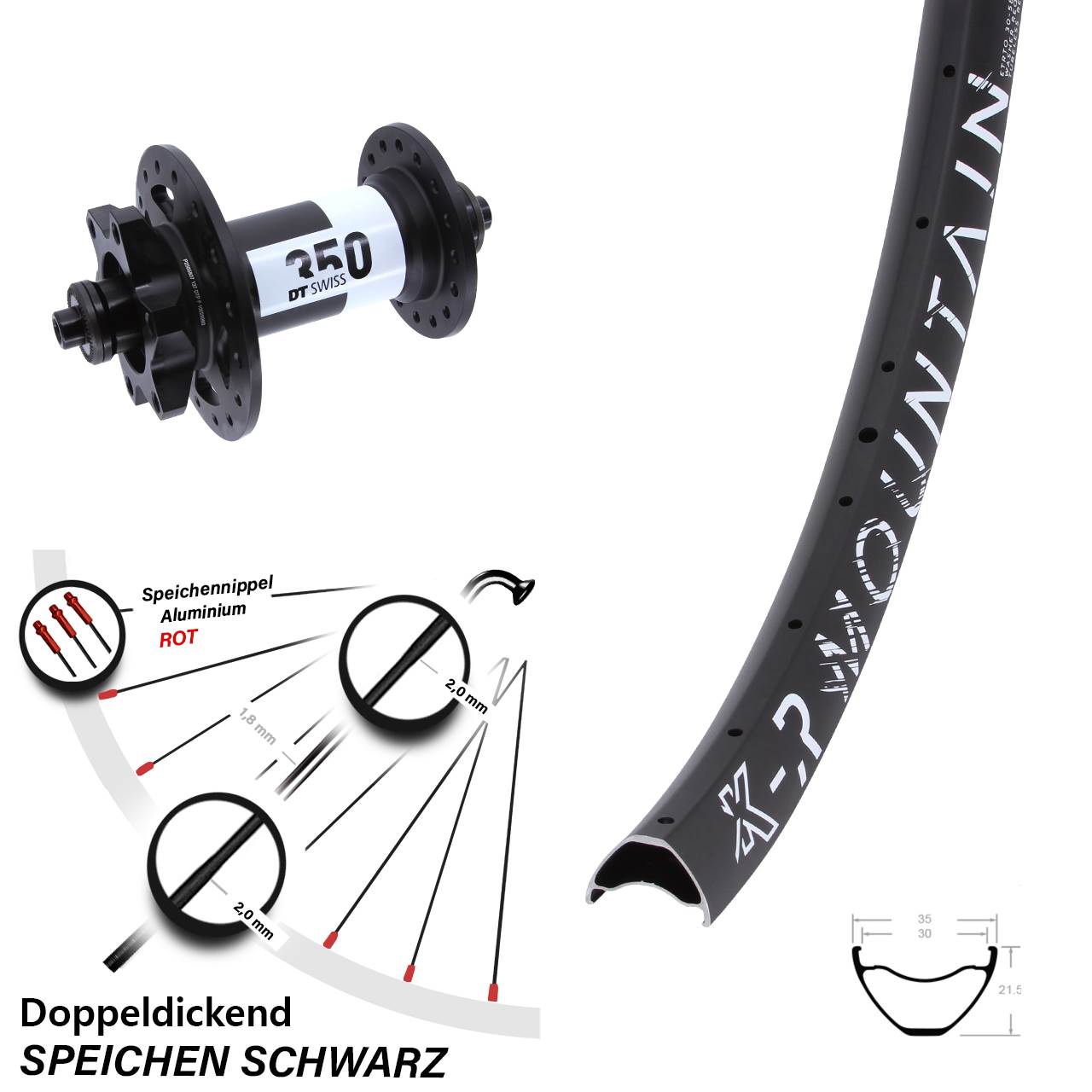 Vorderrad Disc 6-Loch QR 29 Zoll KX-R Mountain DT Swiss 350