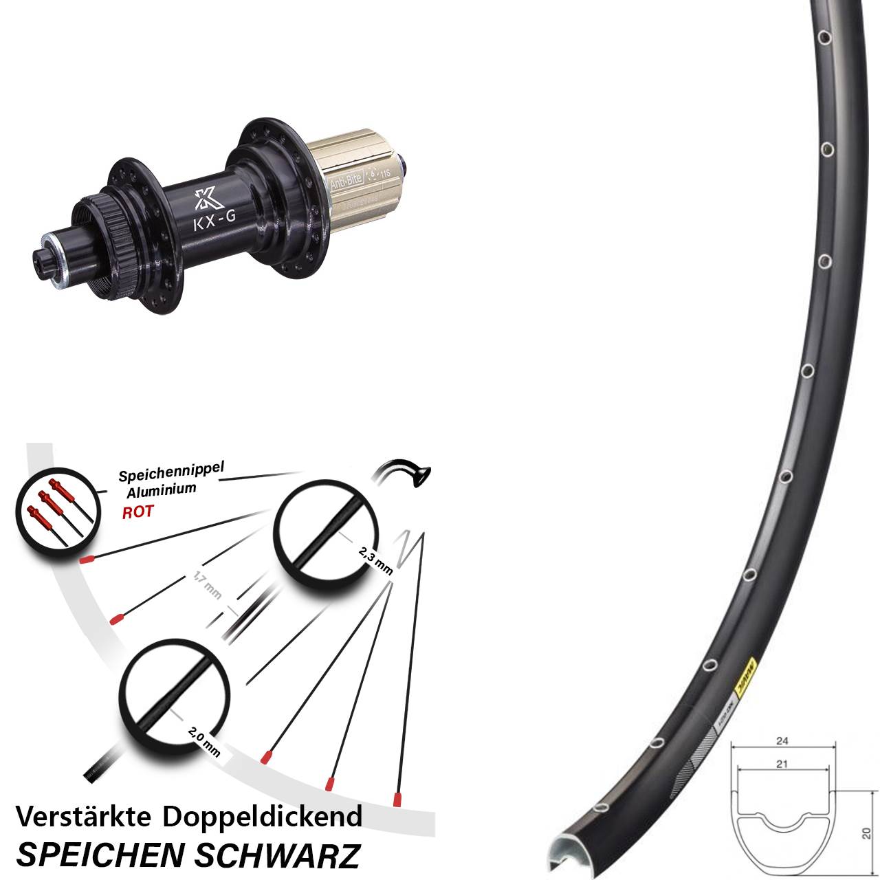 Hinterrad 29 Zoll Mavic XC621 KX-G 5/135 Centerlock schwarz 8-12 fach