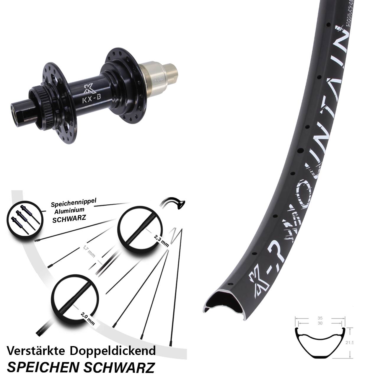 27,5 Zoll KXR-B Mountain Boost Centerlock Hinterrad 12x148 XD 11-12 fach