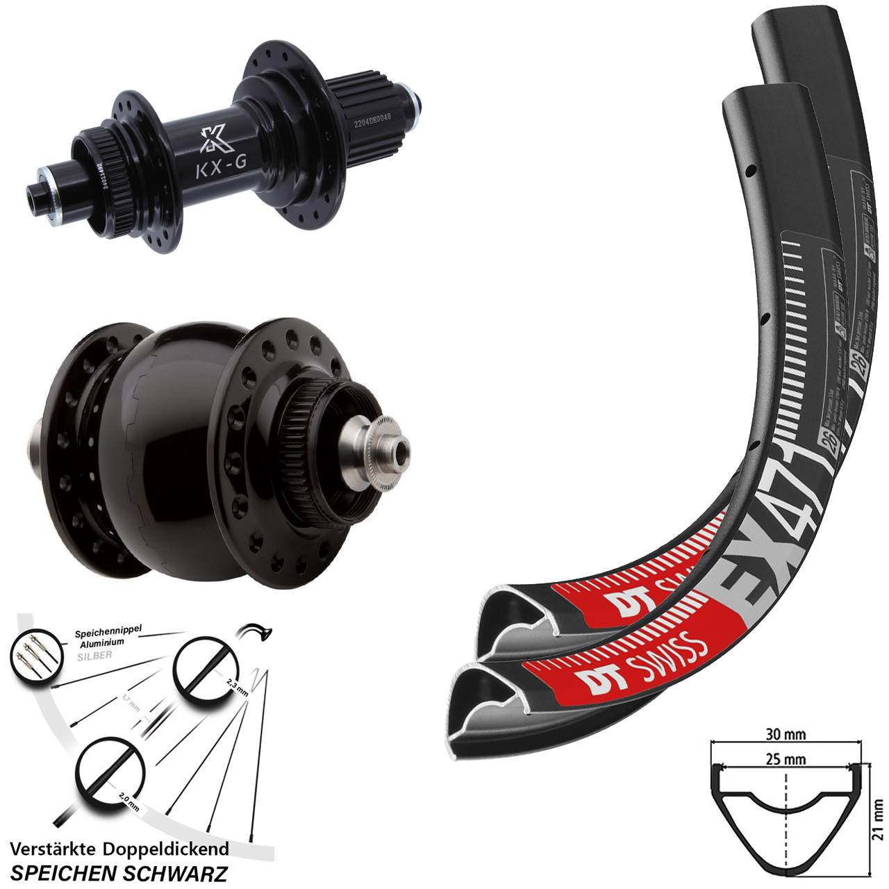 Laufradsatz Centerlock 27,5 Zoll DT Swiss EX471 KX-GS HD SON 28 Micro Spline QR