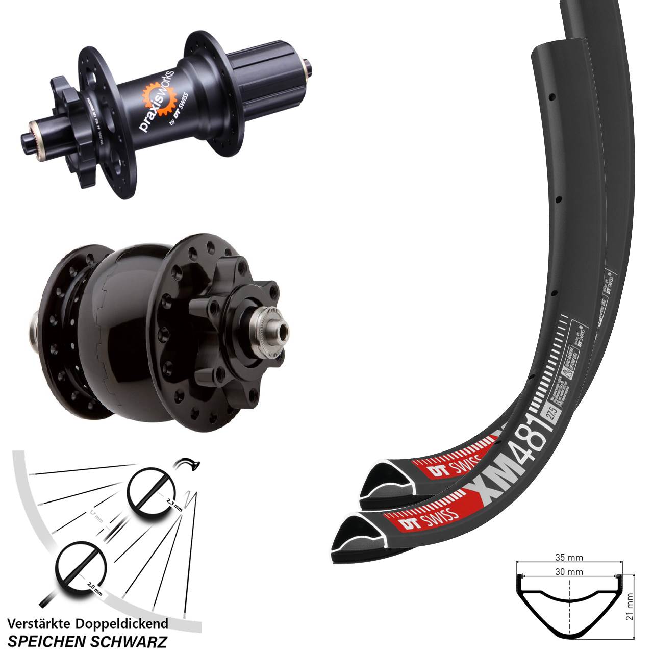 Disc Laufradsatz QR 27,5 Zoll DT Swiss XM 481-350 6-Loch 5x135 HG SON 28 8-11 fach HG