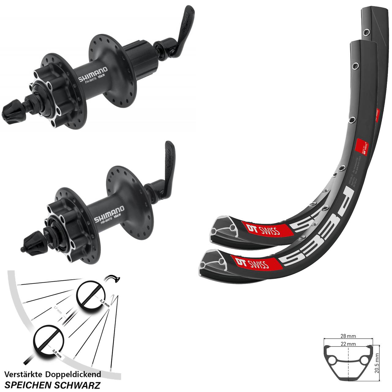 Disc Laufradsatz für Schnellspanner 650B DT Swiss 533d Shimano Alivio 8-11 fach HG