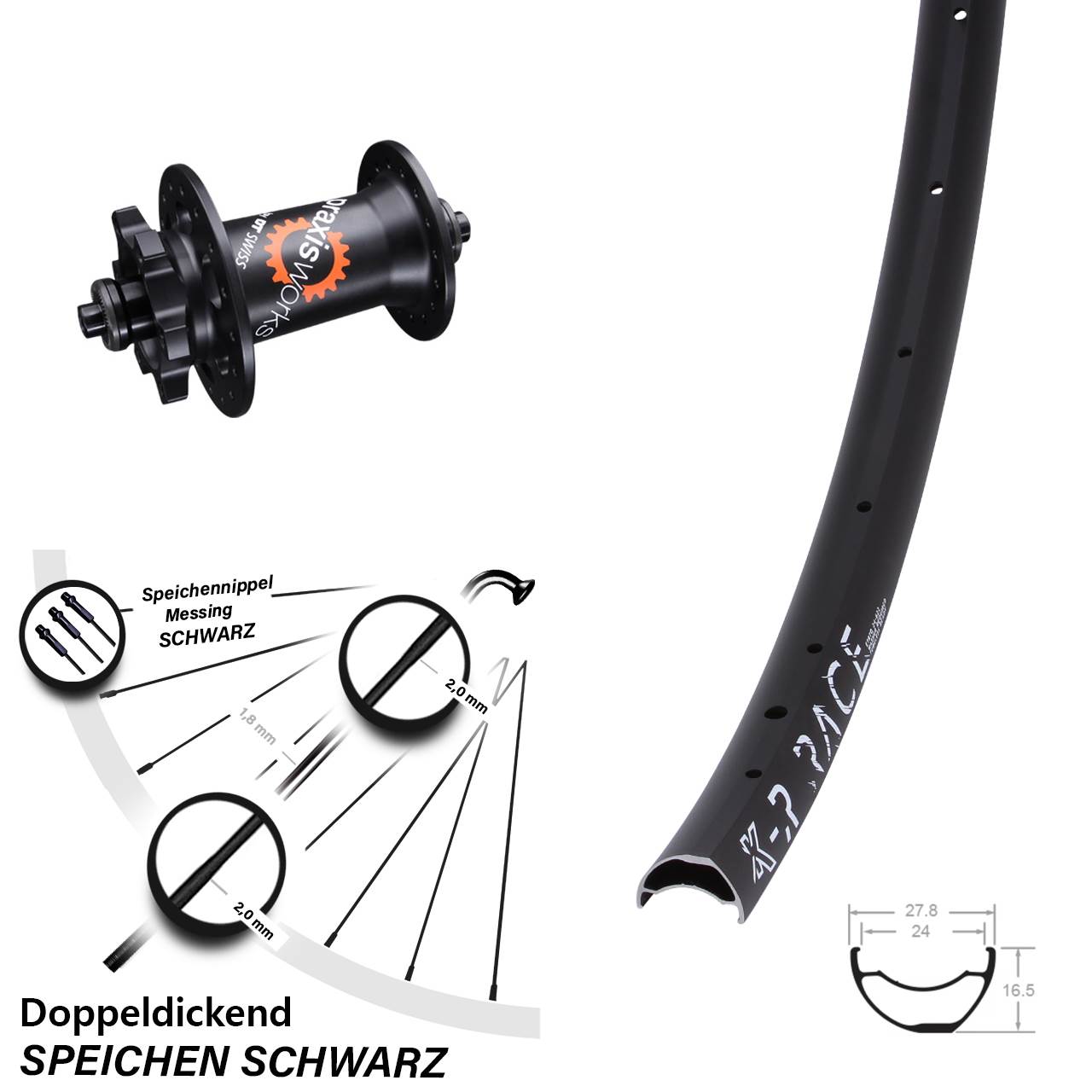 29 Zoll KX-R Race DT Swiss 350 6-Loch Vorderrad für Schnellspanner