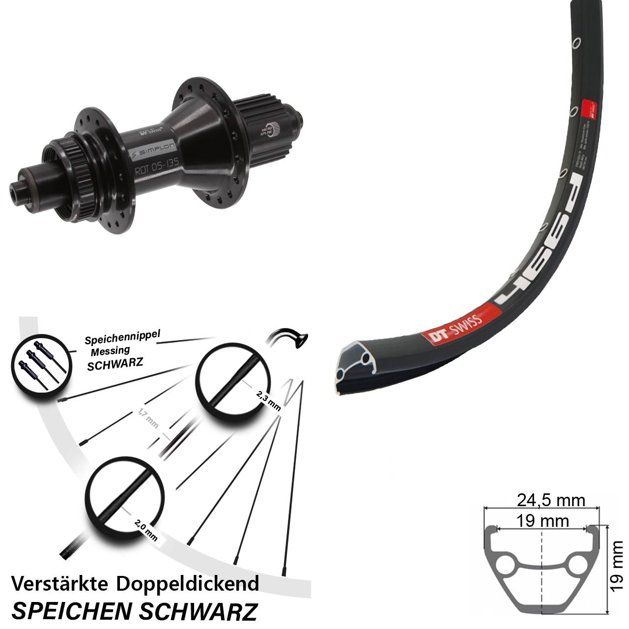Centerlock Hinterrad QR 28 Zoll DT Swiss 466d-370 Hybrid Micro Spline