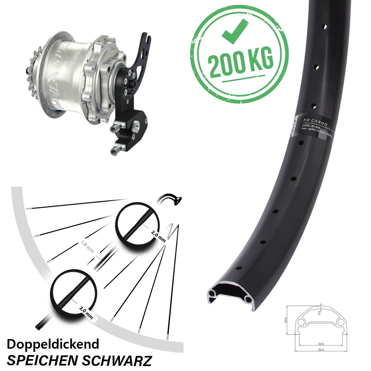 KX Cargo 26 Zoll Rohloff Speedhub CC PM Disc Hinterrad