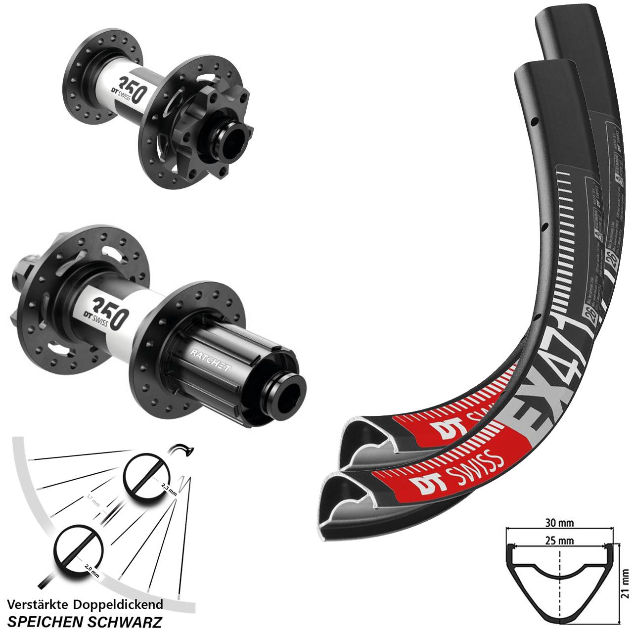 6-Loch Laufradsatz 29 Zoll DT Swiss EX471 350 8-11 fach HG 12x100/142