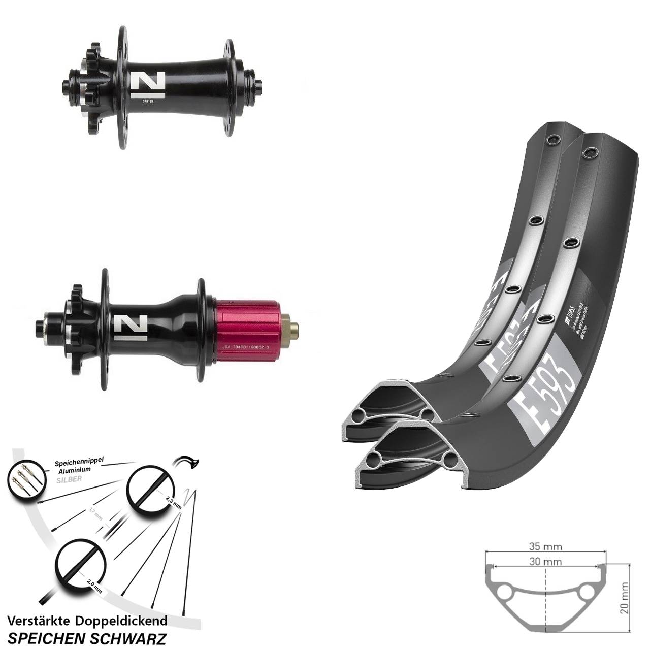 DT Swiss E593 Novatec D791SB D792 29 Zoll Disc Laufradsatz für Schnellspanner 8-12 fach
