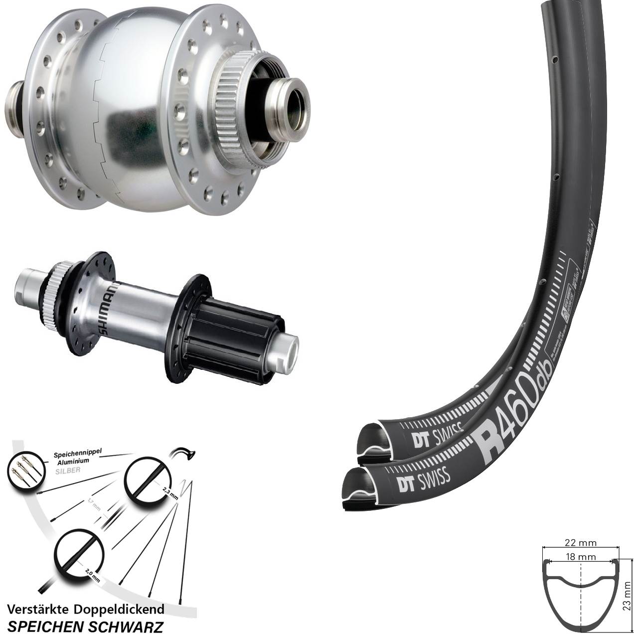 Disc Laufrad-Satz 12x100/142 28 Zoll DT Swiss R 460 SONdelux Shimano FH-RS770 8-12 fach