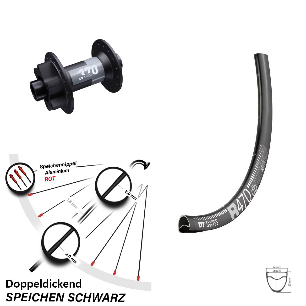 Disc Laufrad 12x100 28 Zoll DT Swiss R 470-370