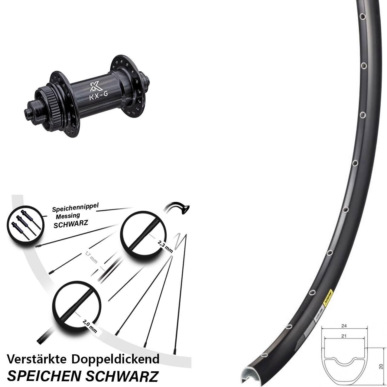 Centerlock Vorderrad 29 Zoll Mavic XC621 KX-G für Schnellspanner