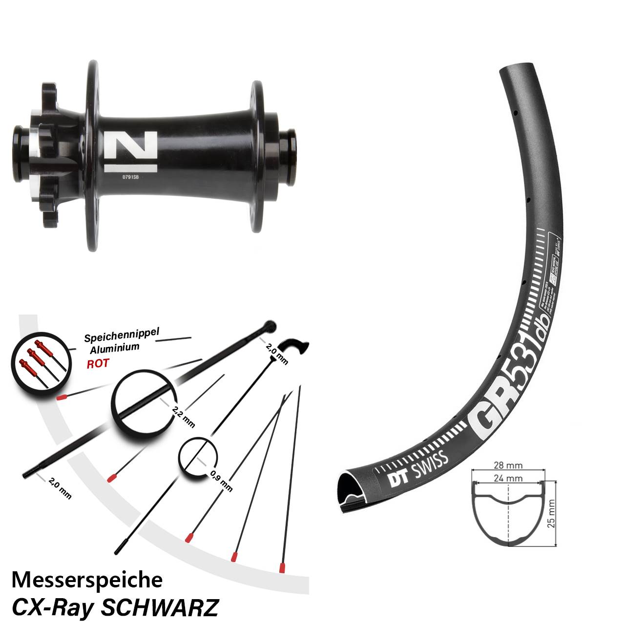 DT Swiss GR531 Novatec D791 28-29 Zoll Vorderrad 6-Loch 12x100 CX-Ray