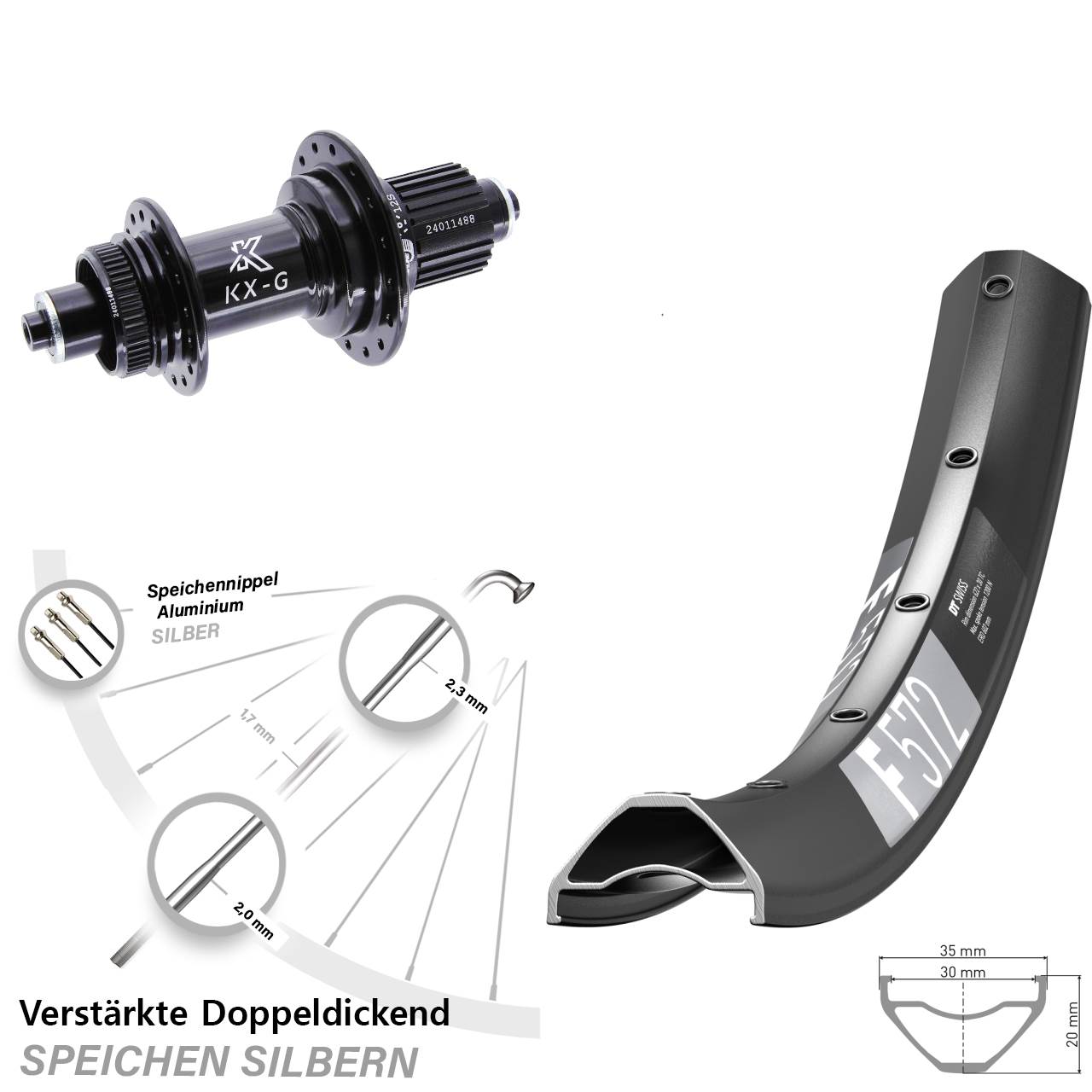 Centerlock Hinterrad QR 29 Zoll DT Swiss F 572 KX-G Shimano Micro Spline