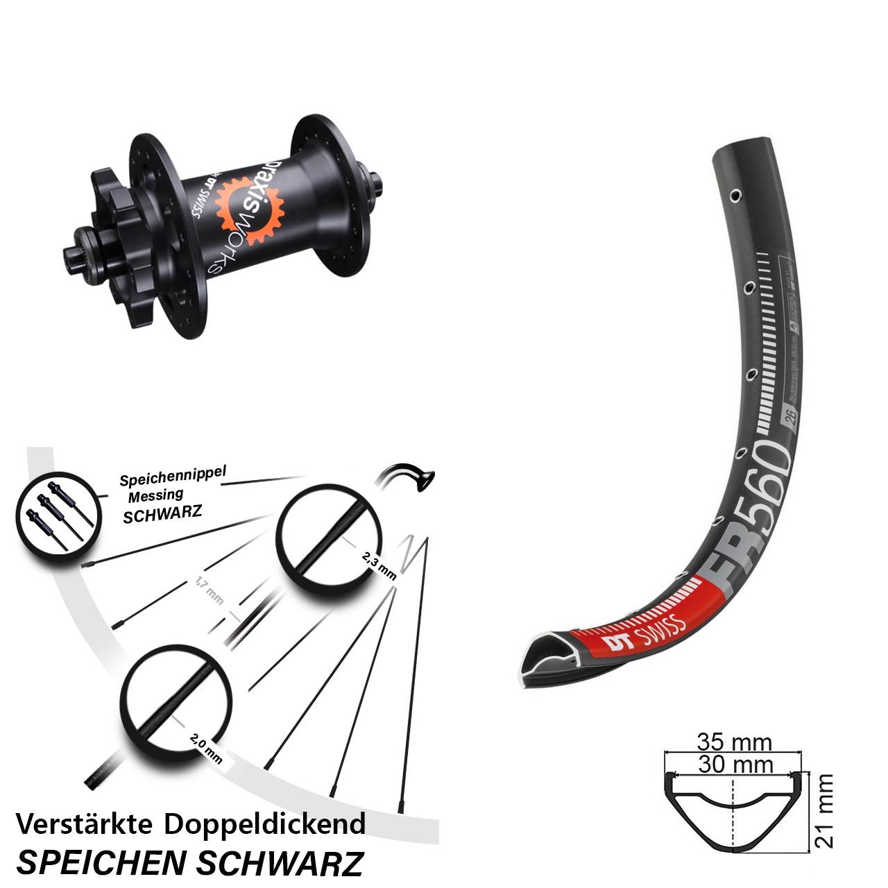 Disc Vorderrad 26 Zoll DT Swiss FR560-350 QR