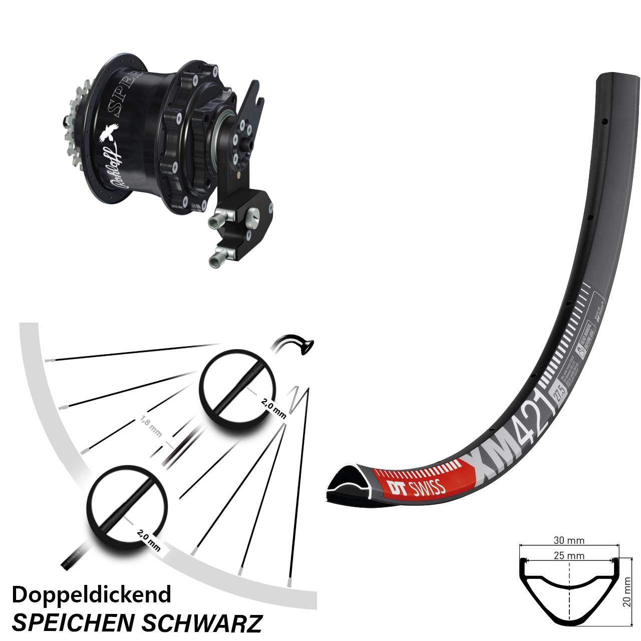 DT Swiss XM 421 Hinterrad 27,5 Zoll mit Rohloff Speedhub CC OEM2