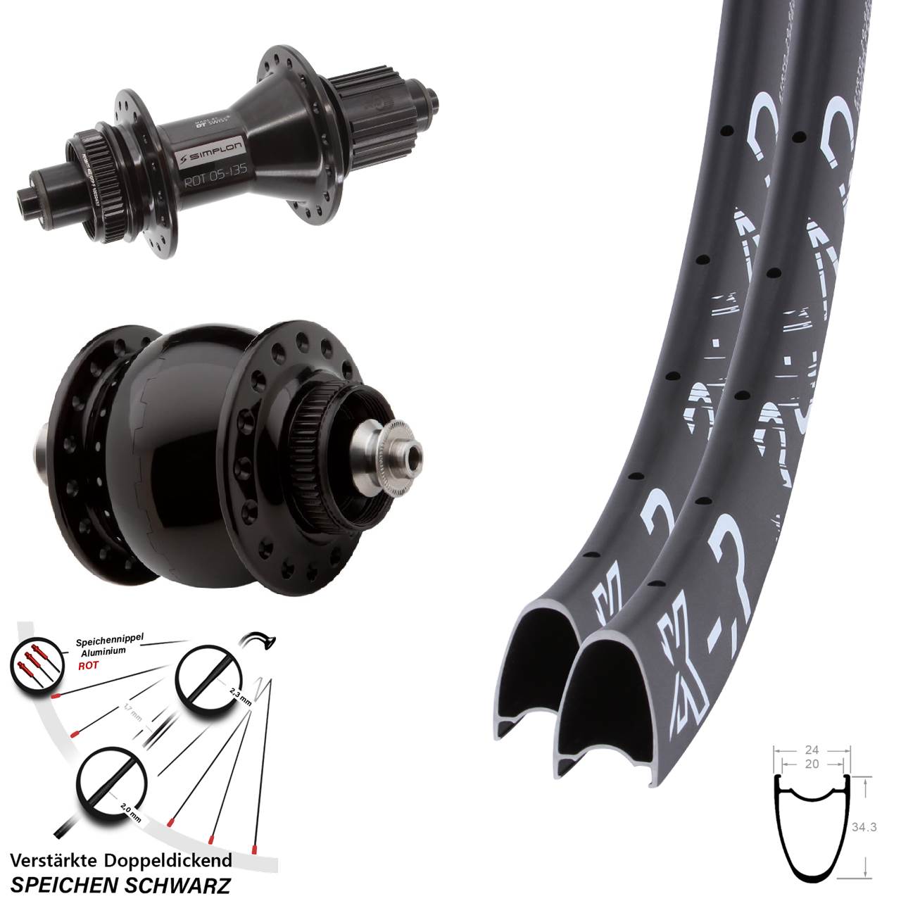Laufradsatz Centerlock QR 28-29 Zoll KX-R Road DT Swiss 370 Hybrid SONdelux Micro Spline