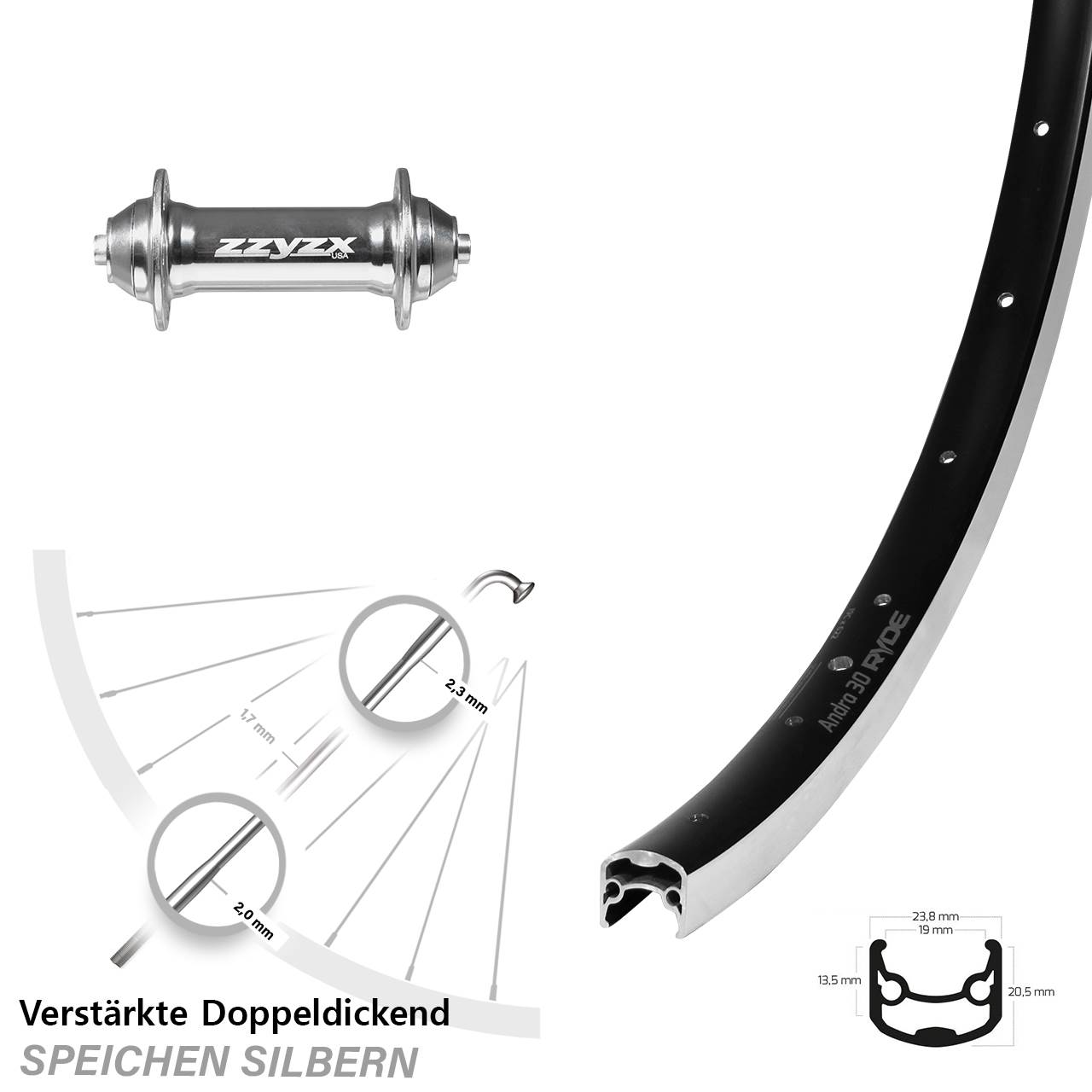 28 Zoll Ryde Andra 30 Formula Vorderrad QR