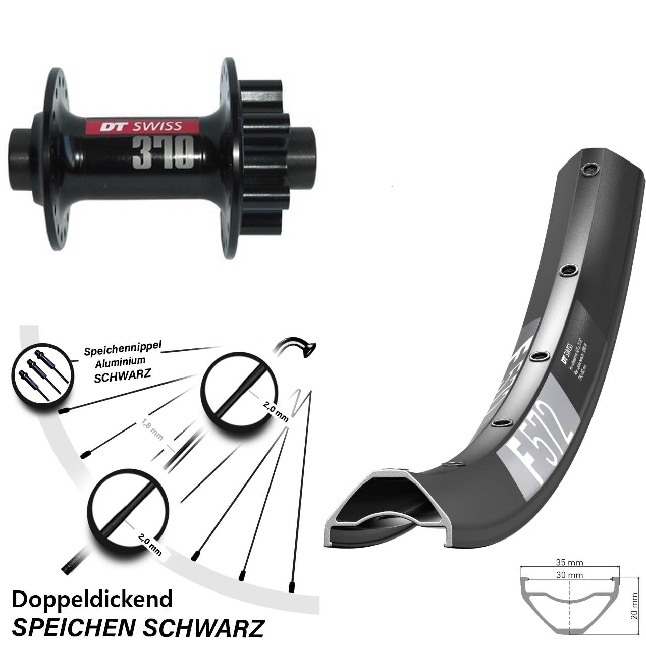 6-Loch Vorderrad 27,5 Zoll DT Swiss F572 370 15x100