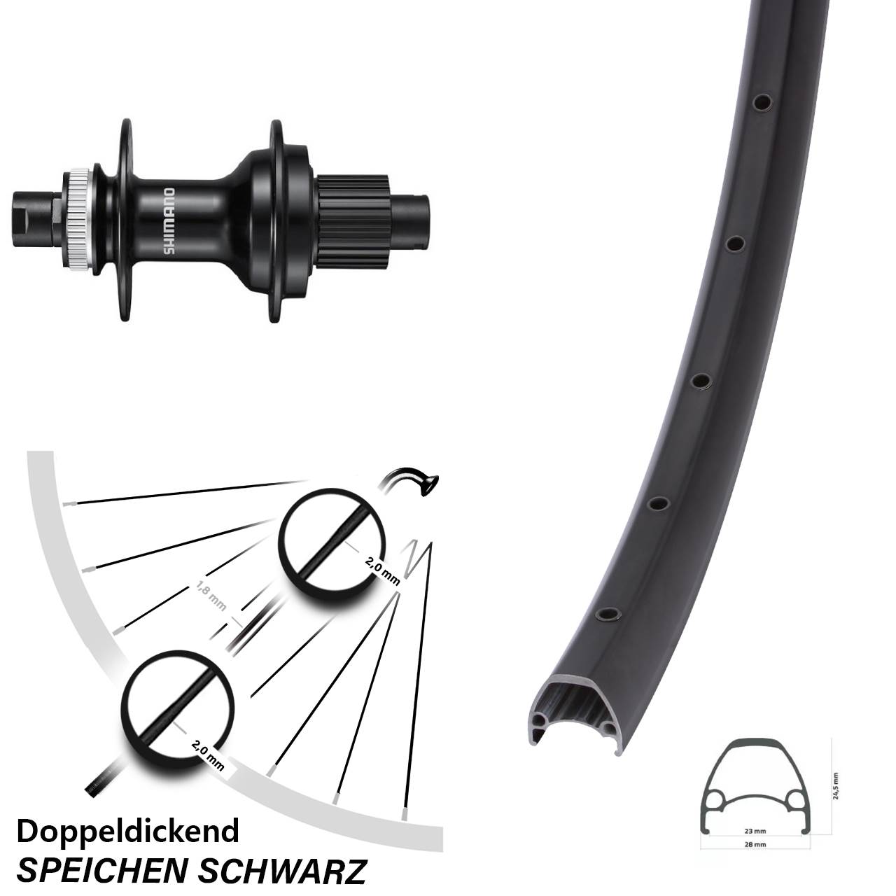 29 Zoll Ambrosio Sport Shimano FH-MT510 Disc Hinterrad 12x142 Shimano Micro Spline