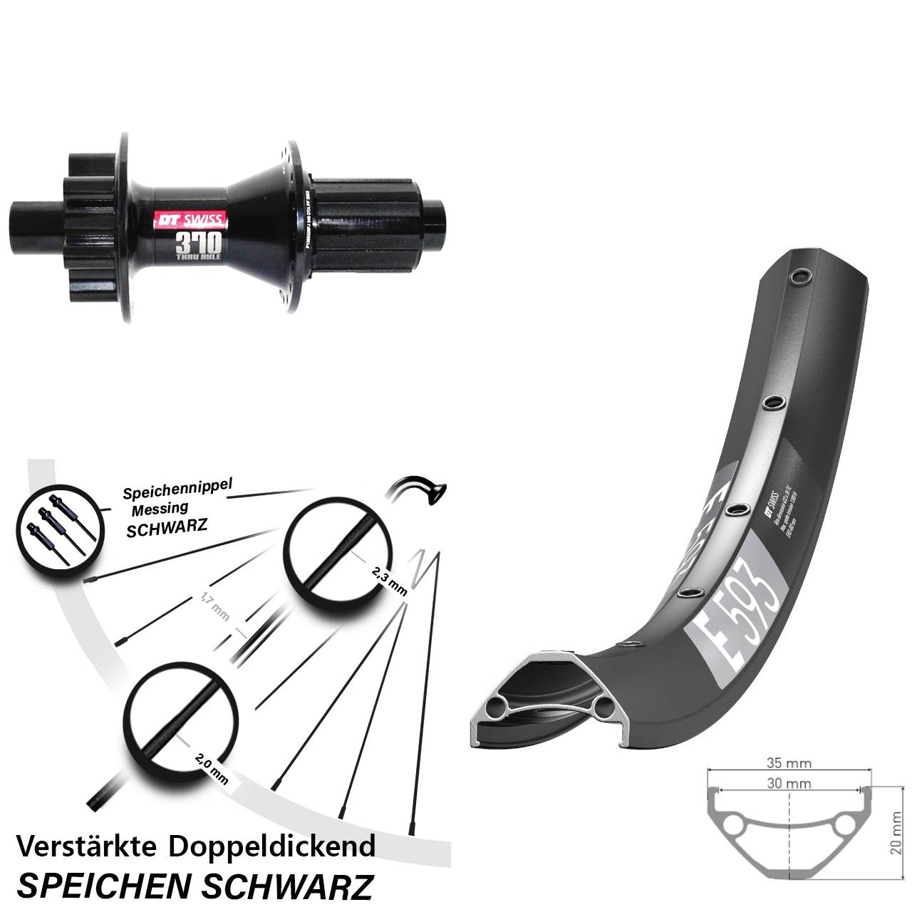 DT Swiss E593-370 Hybrid 29 Zoll Disc Hinterrad 12x142 8-11 fach