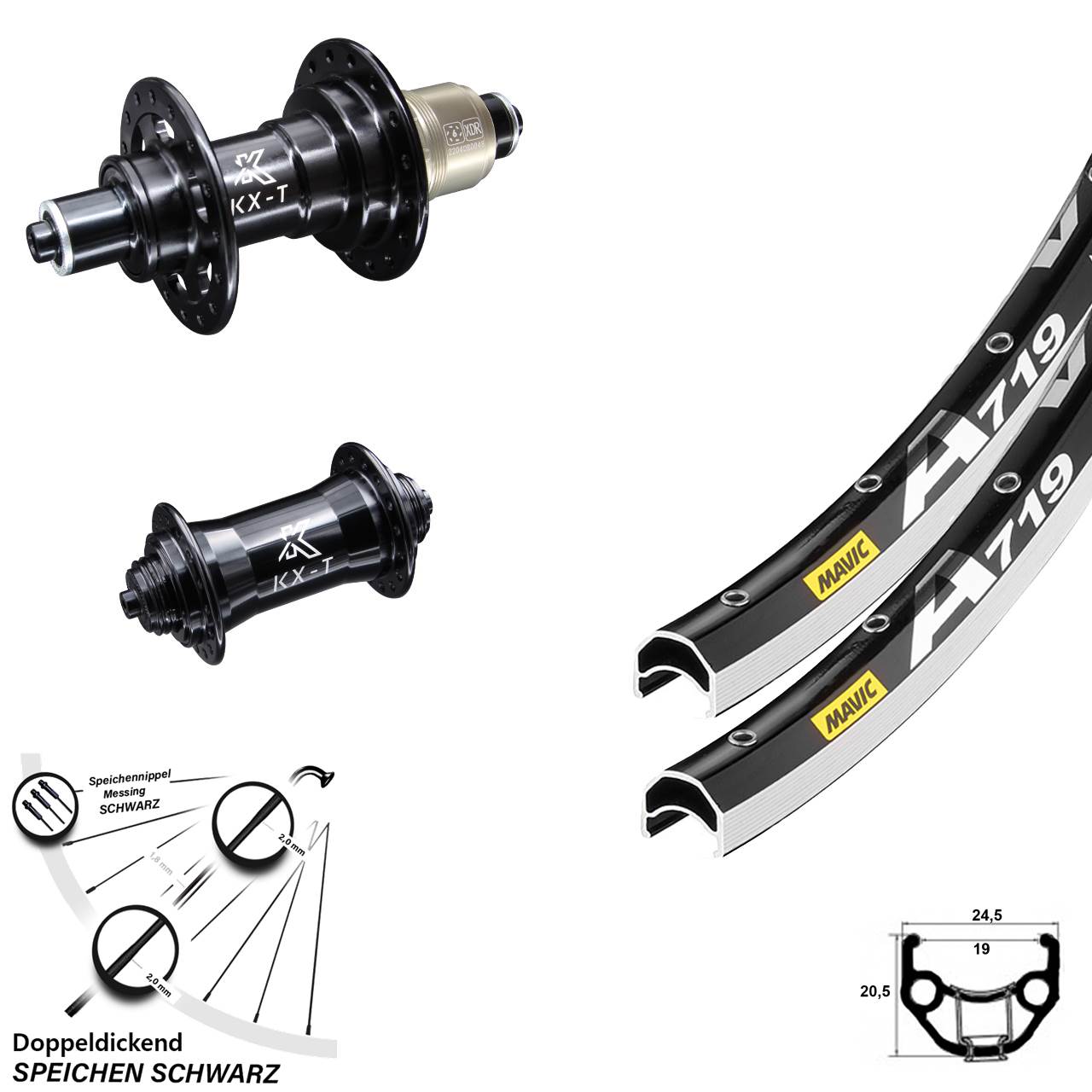 Laufradsatz QR 28 Zoll Mavic A719 KX-T 4-fach gelagert SRAM XD