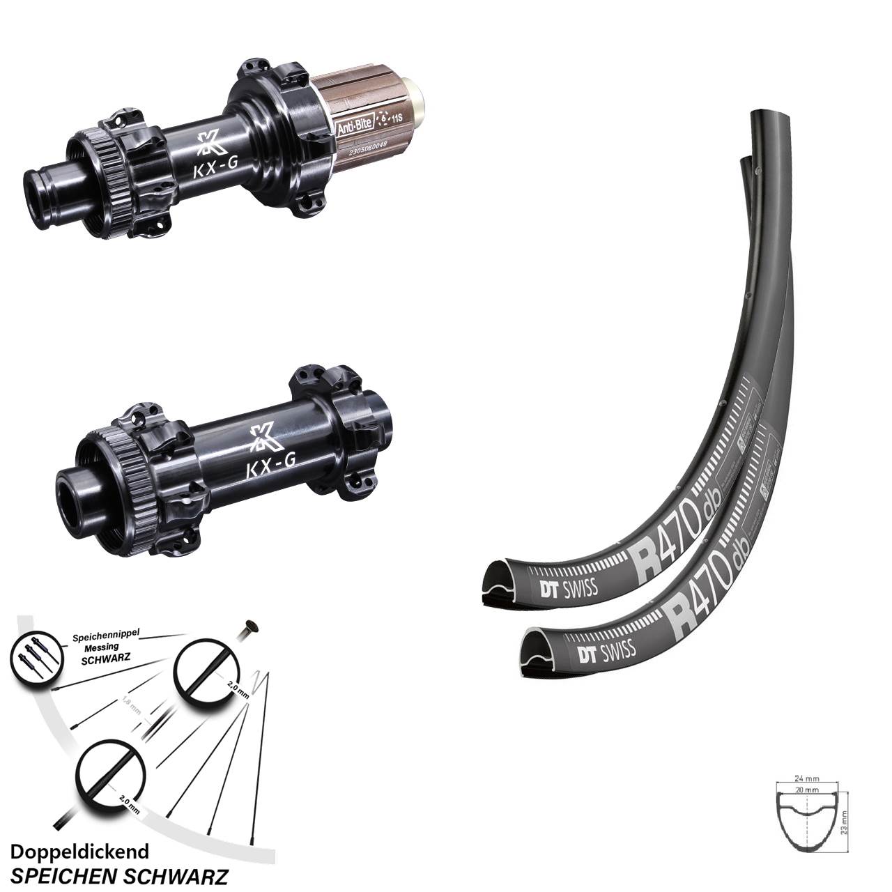 DT Swiss R 470 Laufradsatz 28 Zoll KX-G Straightpull Steckachse Shimano HG Centerlock
