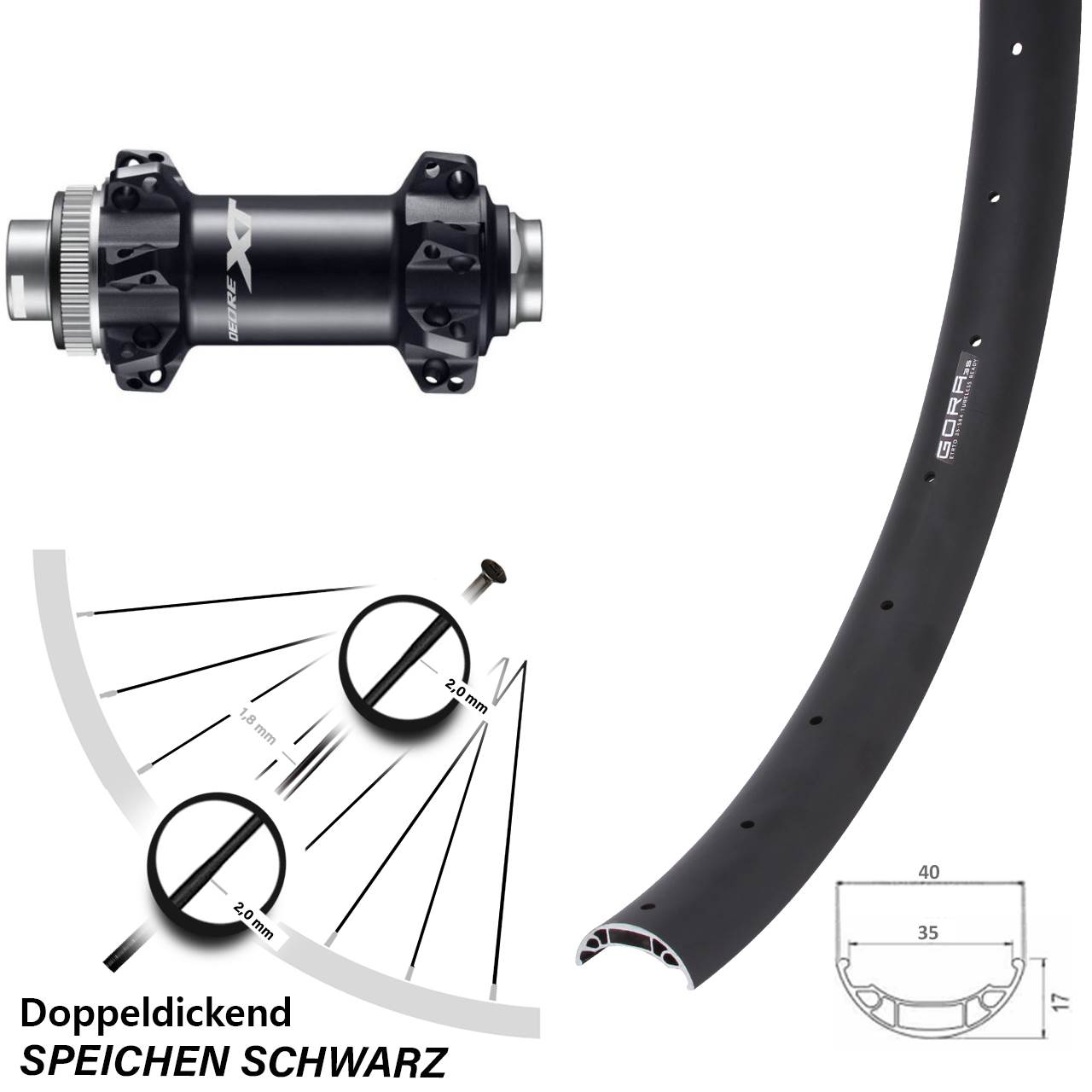 Gora 35 Vorderrad 27,5 Zoll Boost Shimano Deore XT Straightpull Centerlock