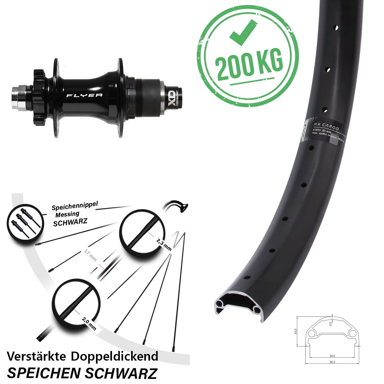 26 Zoll KX Cargo Formula DHT-142 6-Loch Hinterrad 12x142 XD 11-12 fach