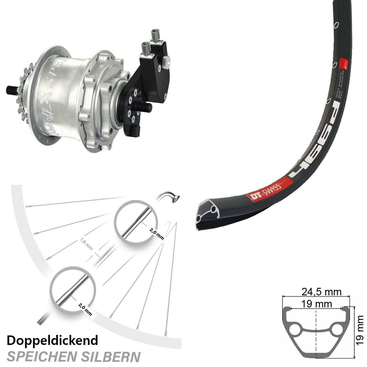 DT Swiss 466 Rohloff Speedhub TS DB OEM Tandem 28-29 Zoll Disc Hinterrrad