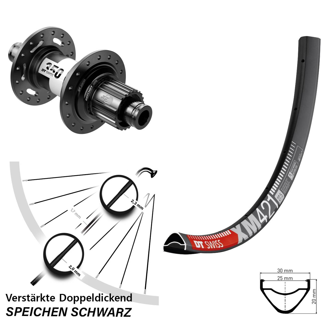 Centerlock Hinterrad 29 Zoll DT Swiss XM 421-350 DEG72 Shimano Micro Spline 12x148
