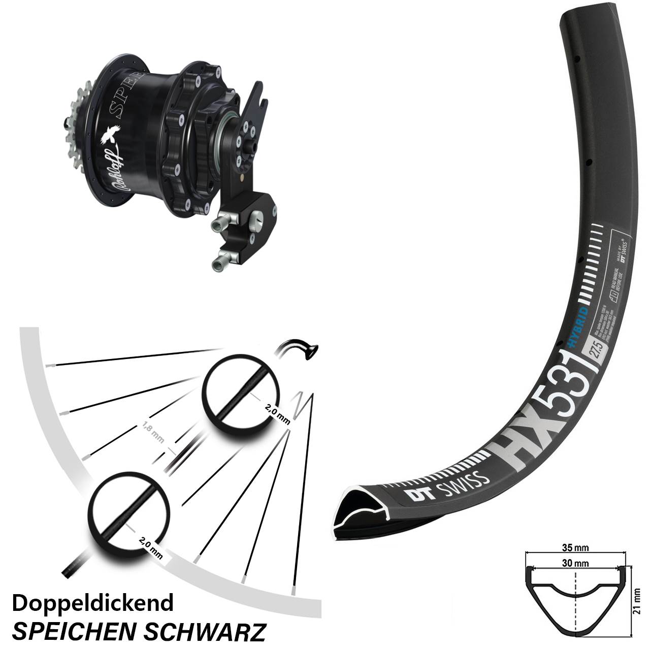 DT Swiss HX 531 Rohloff Speedhub 500/14 CC DB OEM2 29 Zoll Disc Laufrad