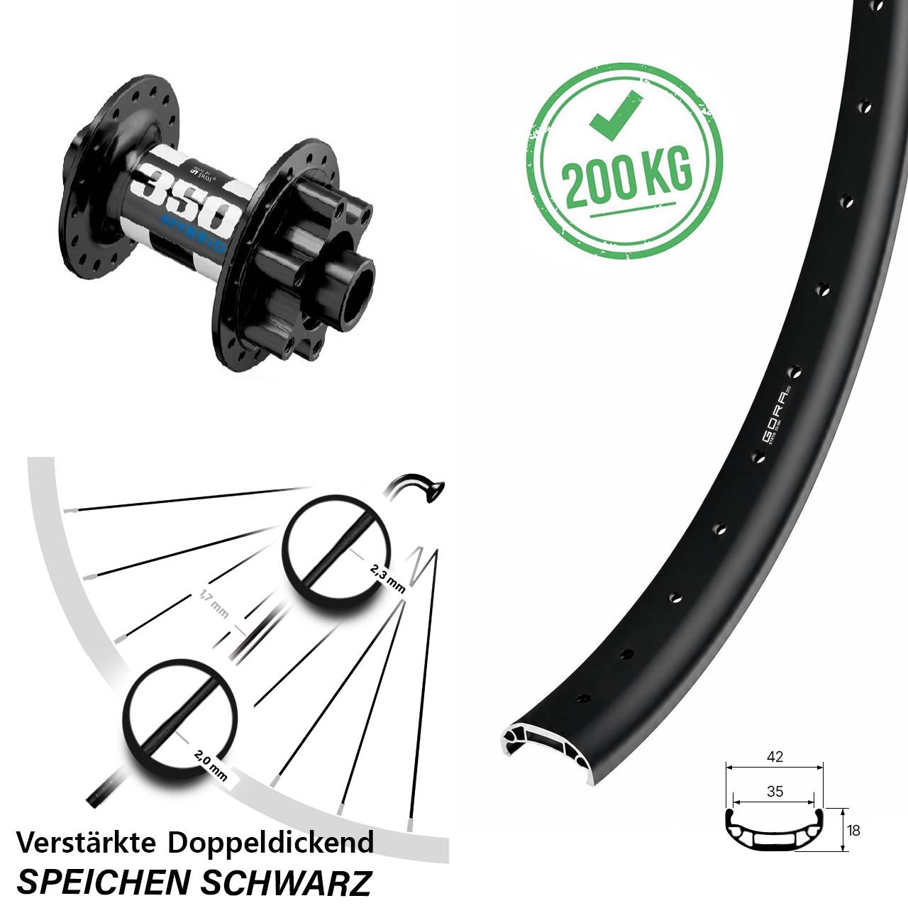 Gora 35 Heavy Duty DT Swiss 350 Hybrid 27,5 Zoll Disc Laufrad 15x110 Boost