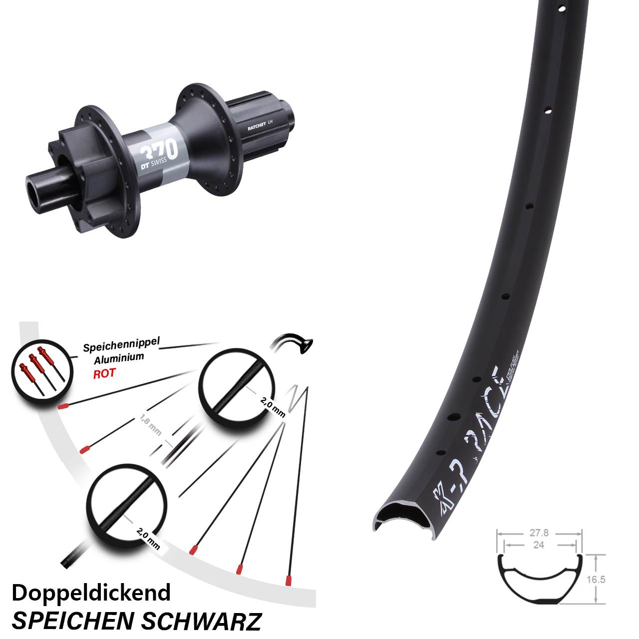 KX-R Race DT Swiss 370 Disc Laufrad 12x148 Boost 8-11 fach HG