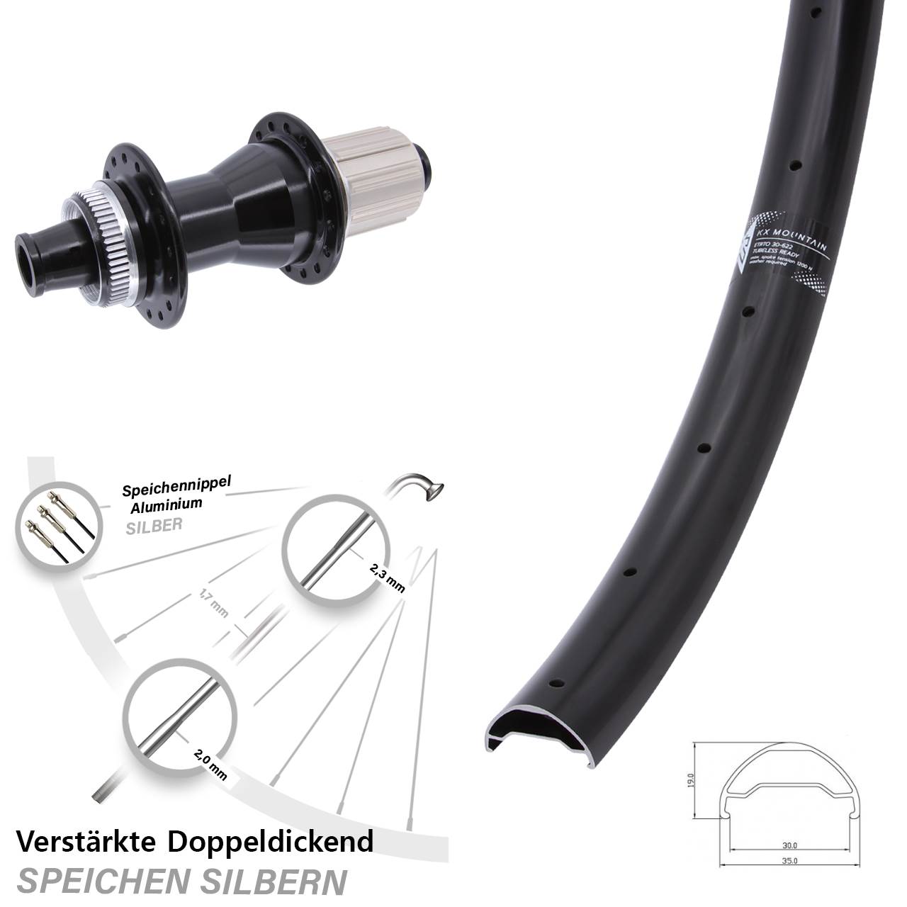 Hinterrad Centerlock 12x142 29 Zoll KX Mountain TR Novatec CL142 8-12 fach HG