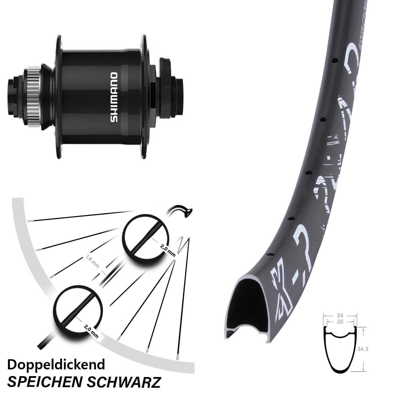 Disc Vorderrad mit Nabendynamo 15x100 28 Zoll KX-R Road Shimano DH-UR708