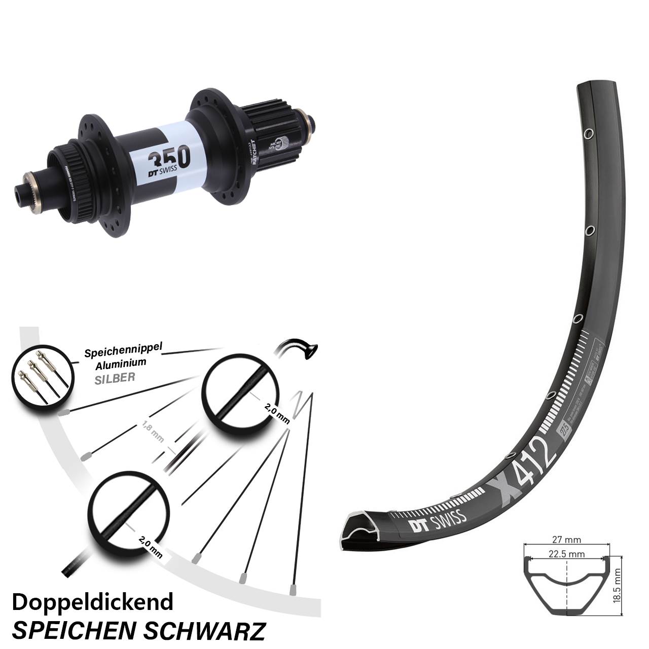 Disc Laufrad 28-29 Zoll DT Swiss X412-350 Micro Spline QR Boost