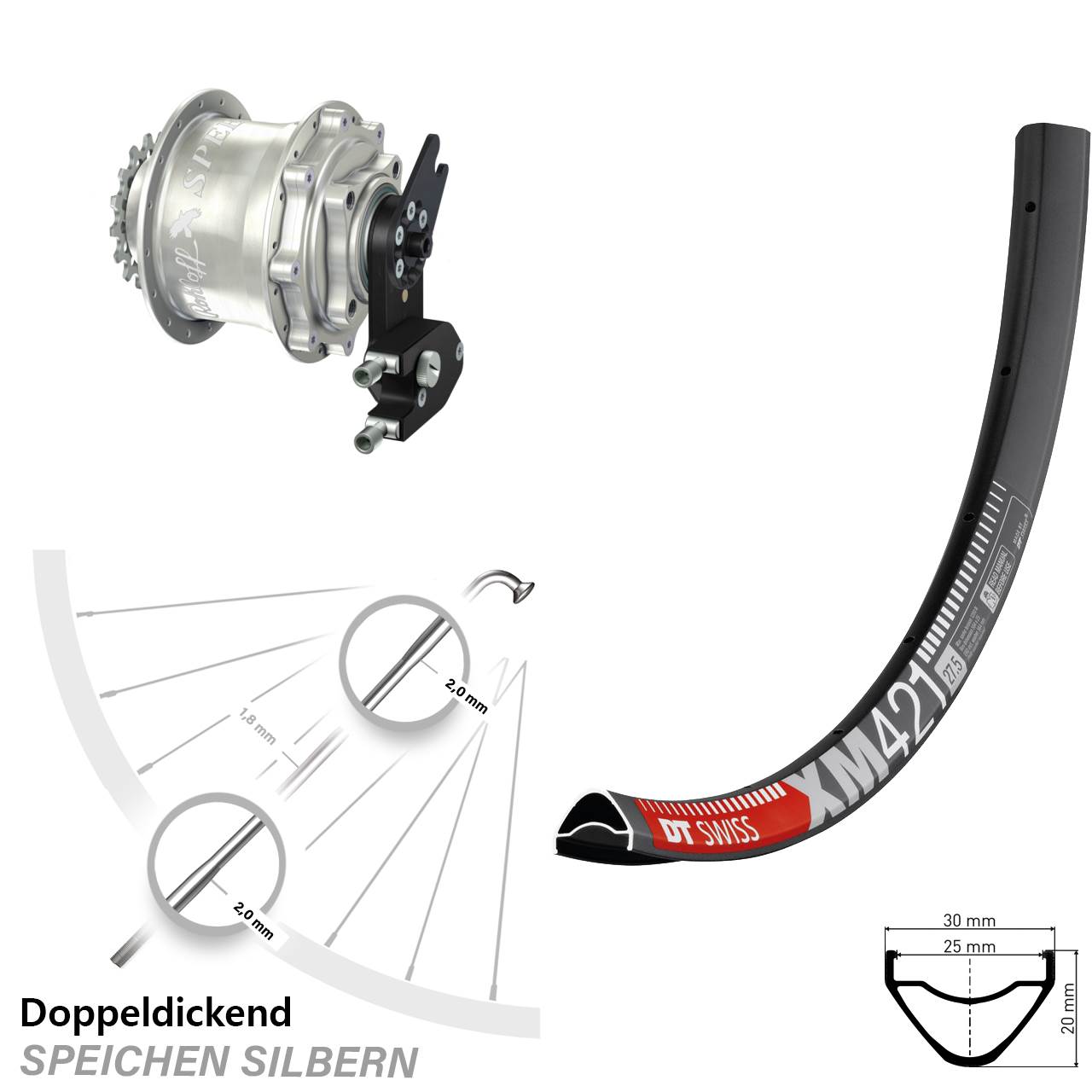 DT Swiss XM 421 Rohloff Speedhub 500/14 CC DB OEM2 650B Disc Laufrad