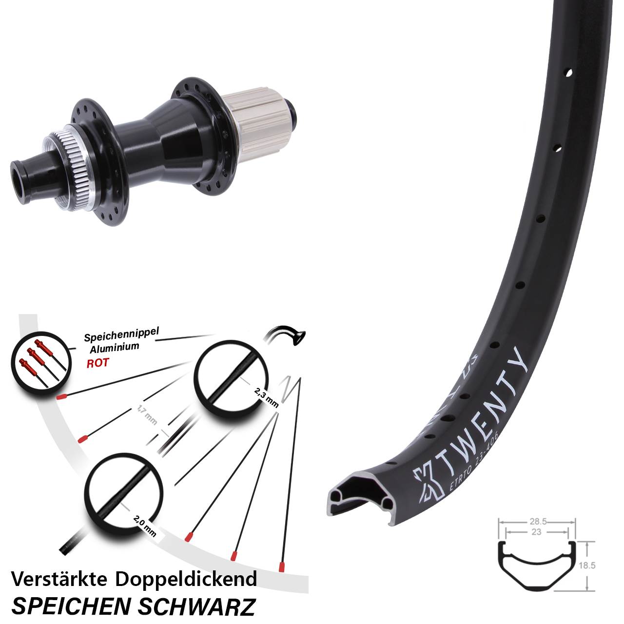 Hinterrad Centerlock 12x142 20 Zoll KX Twenty Novatec CL-142 8-12 fach HG