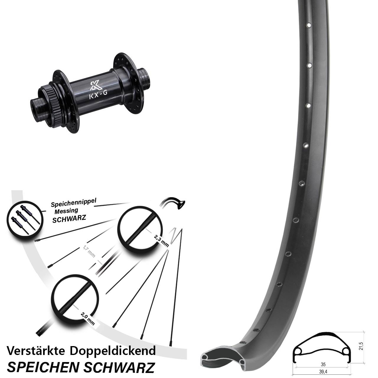Ambrosio E35 KX-G 27,5 Zoll Centerlock Vorderrad 12x100