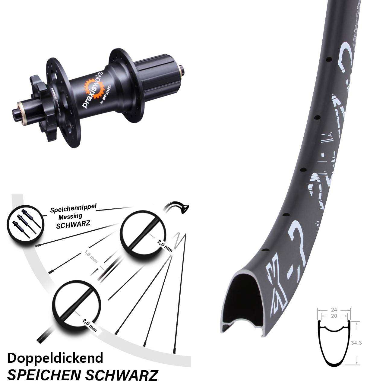KX-R Road DT Swiss 350 28 Zoll Hinterrad 6-Loch QR 8-11 fach