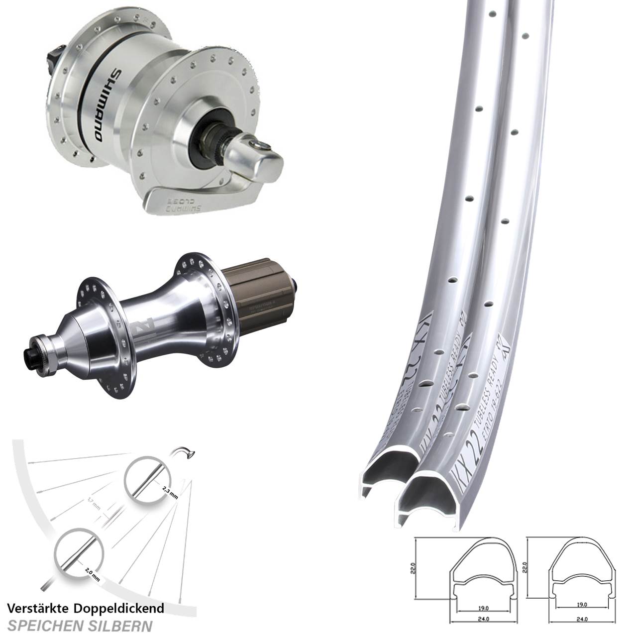 28 Zoll KX 22 OS Novatec F162 Shimano DH3N72 Laufradsatz QR 8-12 fach