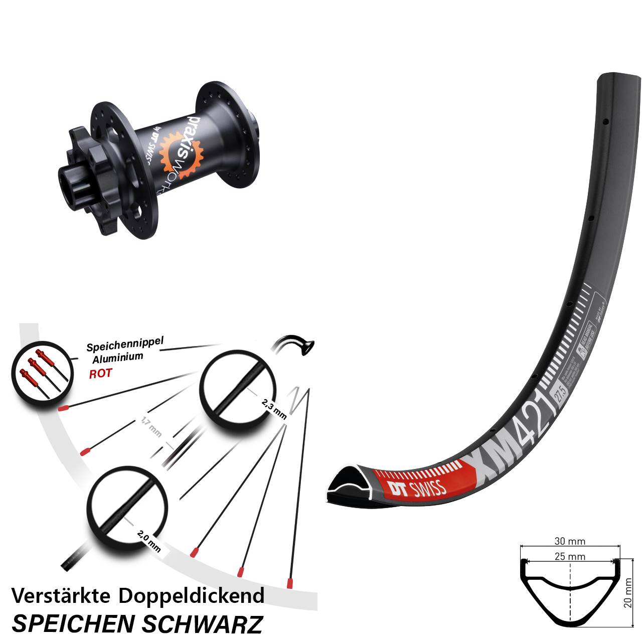 Disc Laufrad 650B DT Swiss XM421 DT Swiss 350 SL 12x100
