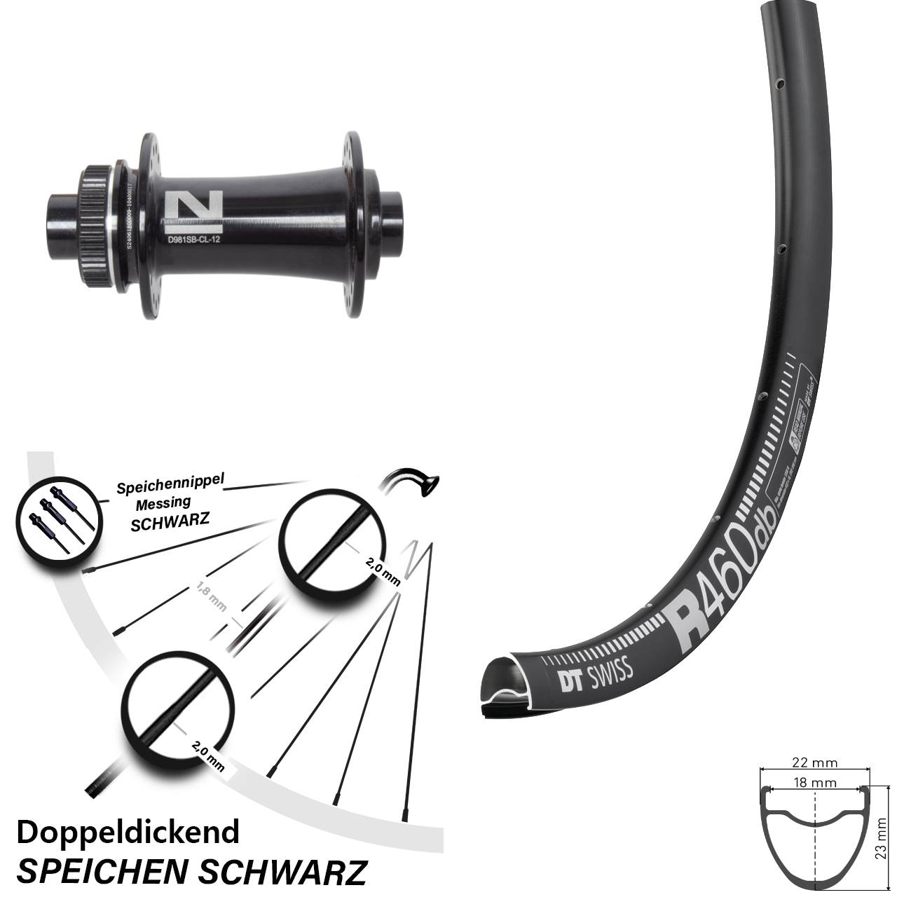 DT Swiss R 460 Novatec D981 28 Zoll Disc Vorderrad 12x100