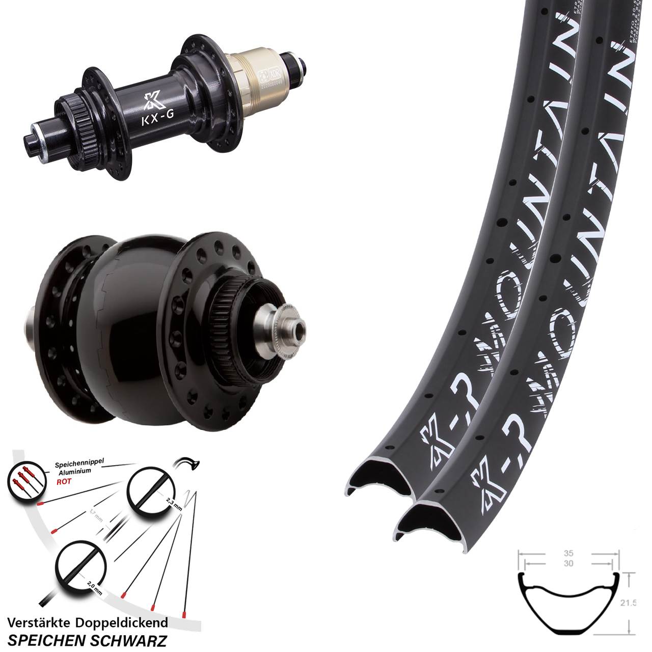 29 Zoll KX-GR Mountain SON delux Disc Laufrad-Satz für Schnellspanner XDR 11-12 fach